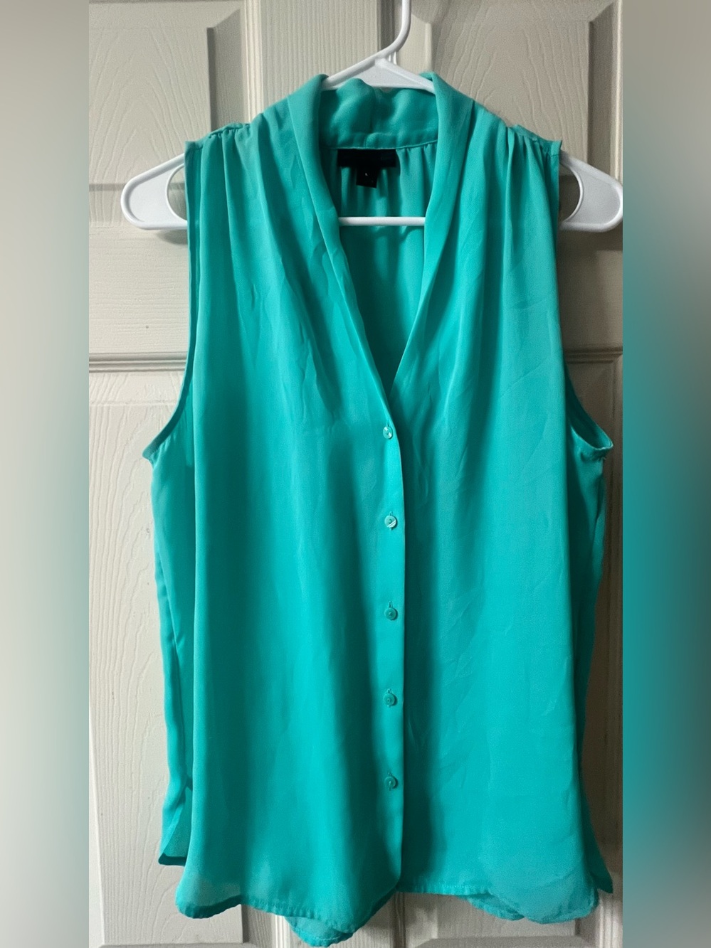 Worthington Sleeveless Button Front Camisole in Teal Green